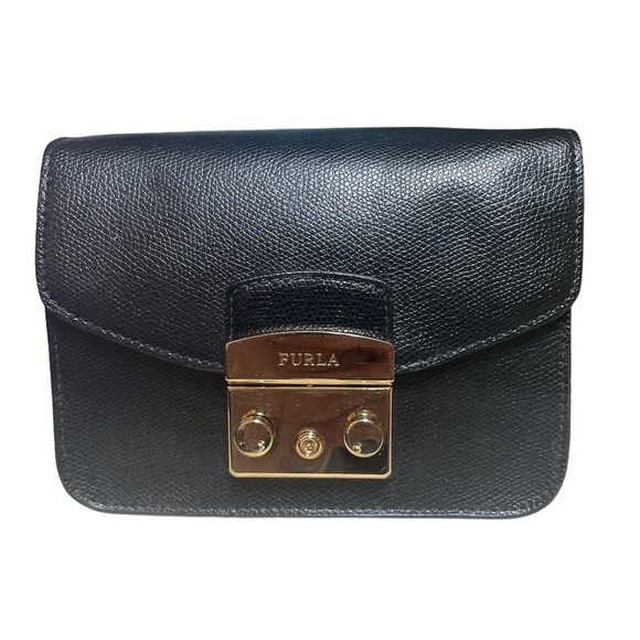 Furla Metropolis Mini Cross-body Bag | textured leather gold-tone chain strap - Picture 10 of 13